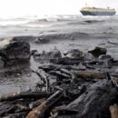 oil spill with tanker ship